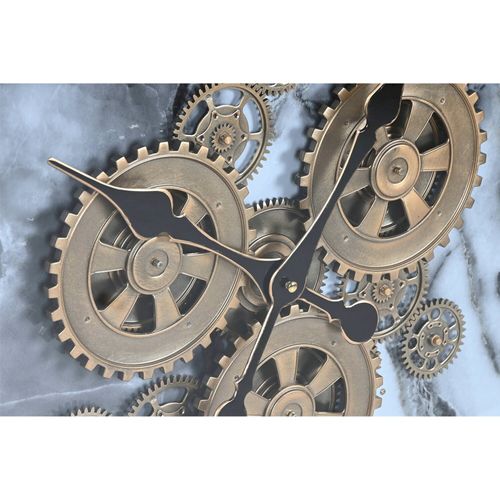 Horloge Murale Métal Doré Style Loft Mécanisme Apparent