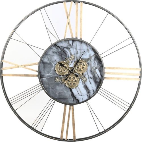 Horloge Murale Métal Doré Style Loft Mécanisme Apparent