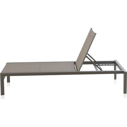 Bain De Soleil Aluminium Taupe Dossier Réglable Textilène