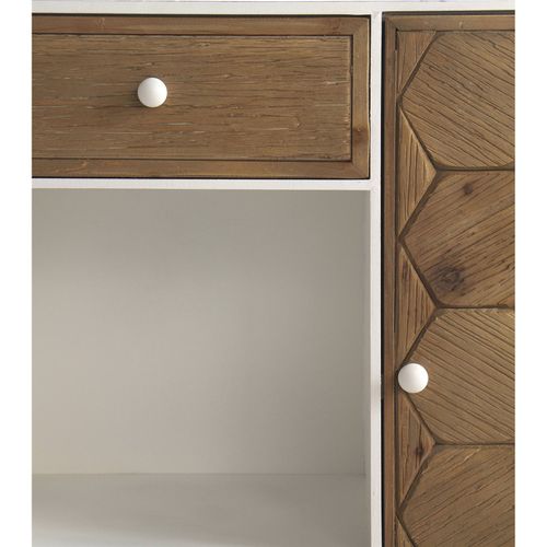 Buffet Bois De Fresne Blanc Décor Hexagonal Et Style Rustique