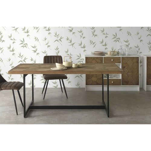 Buffet Bois De Fresne Blanc Décor Hexagonal Et Style Rustique