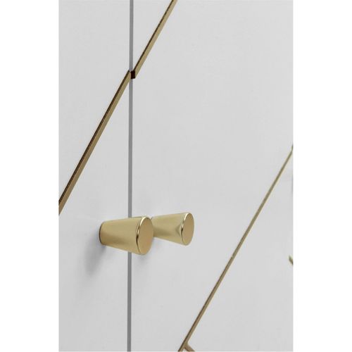 Buffet Blanc Laqué Portes Décor Doré Style Contemporain