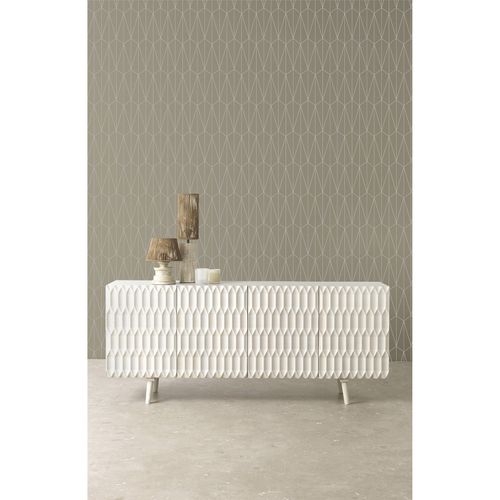 Buffet En Bois De Manguier Blanc à Portes Sculptées Élégantes