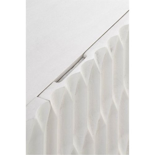 Buffet En Bois De Manguier Blanc à Portes Sculptées Élégantes