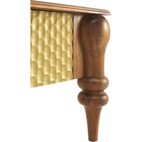 Buffet En Bois De Manguier Naturel Portes Dorées Et Pieds Sculptés