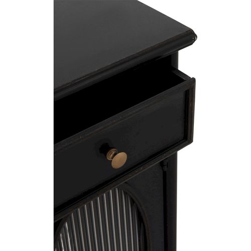 Buffet Métal Noir Portes Vitrées Ovales Style Industriel