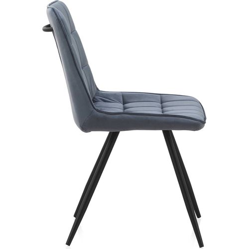 X2 Chaises Velours Bleu Confort Design Pieds Métal Noir