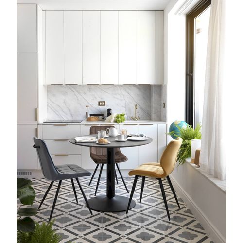 X2 Chaises Velours Bleu Confort Design Pieds Métal Noir