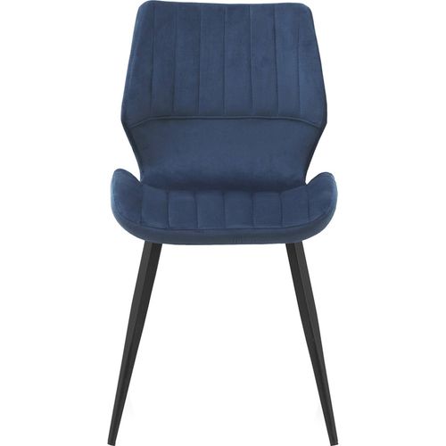 X2 Chaises Velours Bleu Design Confort Avec Pieds Métal Noir