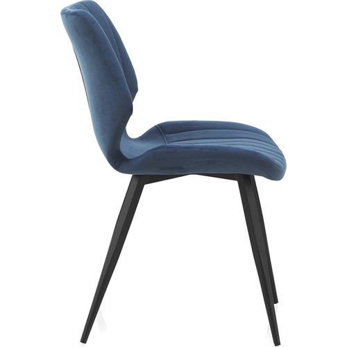 X2 Chaises Velours Bleu Design Confort Avec Pieds Métal Noir