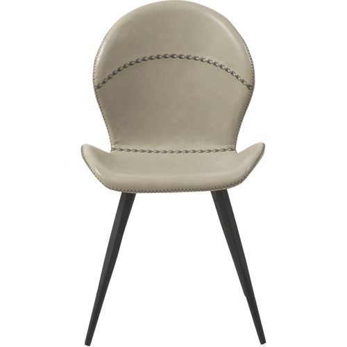 X4 Chaises Design Beige En Tissu Effet Cuir Pieds Métal Noir