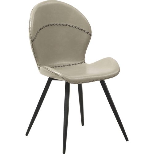 X4 Chaises Design Beige En Tissu Effet Cuir Pieds Métal Noir