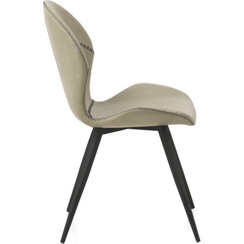 X4 Chaises Design Beige En Tissu Effet Cuir Pieds Métal Noir