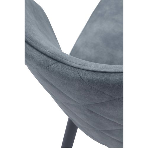 Chaise Velours Bleu Assise Confortable Pieds Métal Noir Design