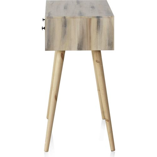 Console En Bois Naturel Finition Greywash Avec Tiroirs Sculptés