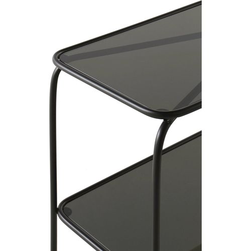 Console En Métal Noir Avec Plateau En Verre Fumé Élégance Moderne