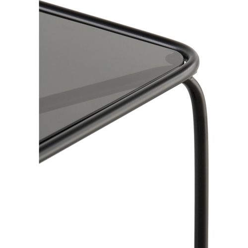 Console En Métal Noir Avec Plateau En Verre Fumé Élégance Moderne