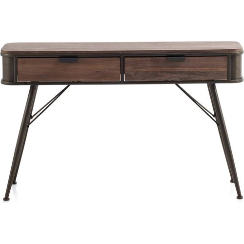 Console Métal Et Bois Esprit Industriel Avec Deux Tiroirs Élégants