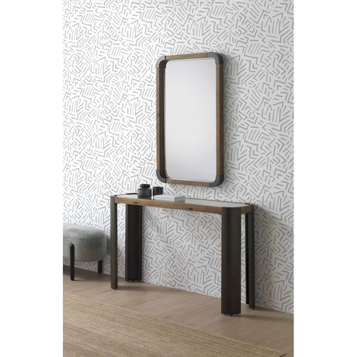 Console En Métal Bois Et Verre Design Contemporain Gris Naturel