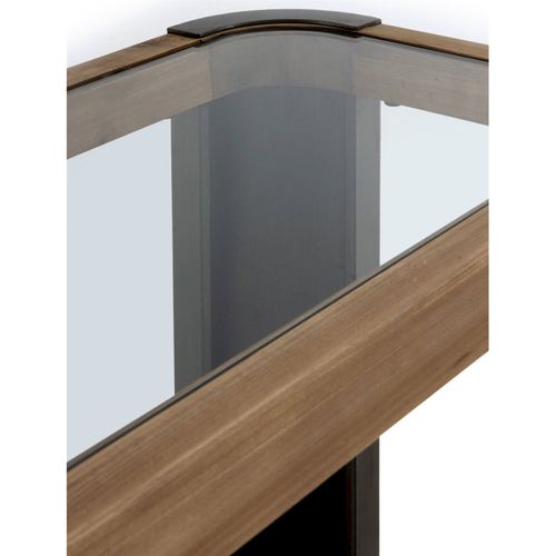 Console En Métal Bois Et Verre Design Contemporain Gris Naturel