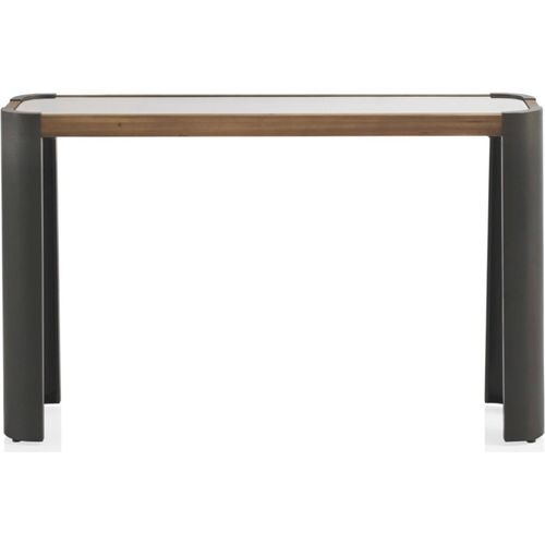 Console En Métal Bois Et Verre Design Contemporain Gris Naturel
