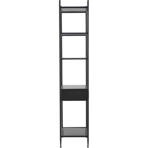 Étagère Métal Noir Avec Tiroir Effet Rotin Et Finition Vintage