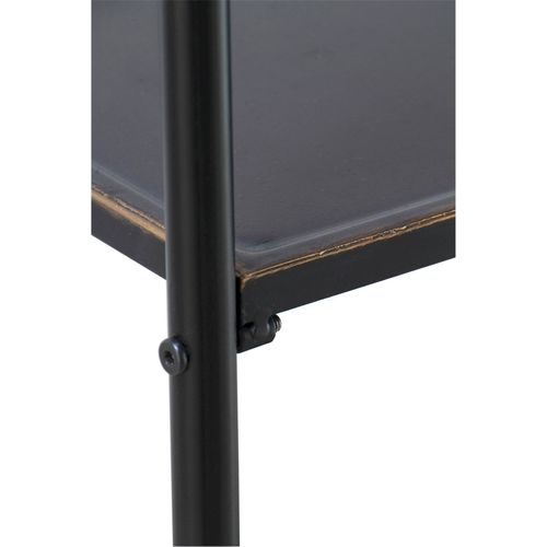 Étagère Métal Noir Avec Tiroir Effet Rotin Et Finition Vintage