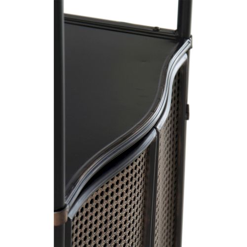 Étagère Métal Noir Portes Bronce Effet Rotin Style Industriel