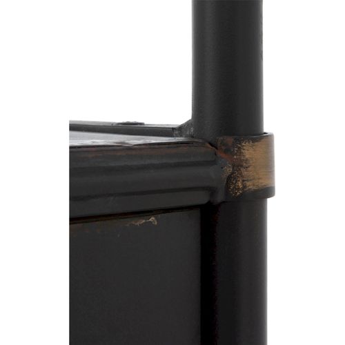 Étagère Métal Noir Portes Vitrées Effet Vieilli Style Industriel