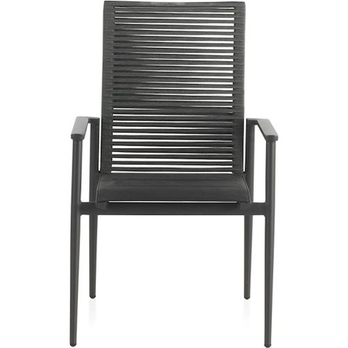 X4 Chaises Aluminium Gris Foncé Dossier Corde Verte Empilable