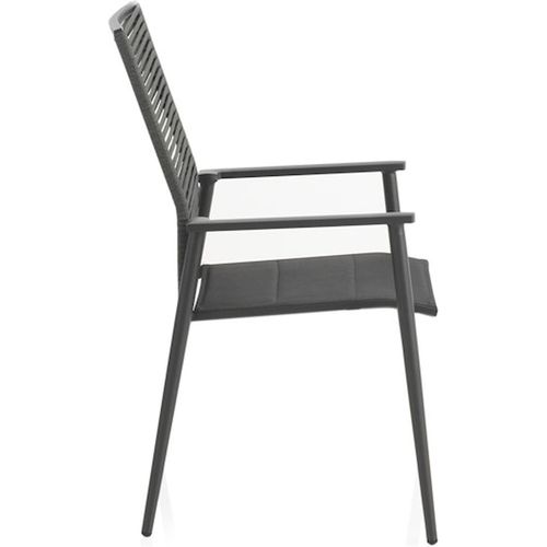 X4 Chaises Aluminium Gris Foncé Dossier Corde Verte Empilable