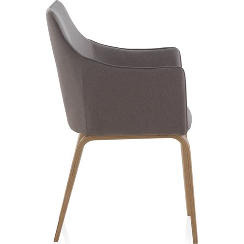 Fauteuil Gris Confort Assise Rembourrée Pieds Bois Naturel