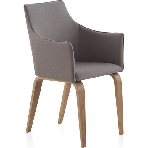 Fauteuil Gris Confort Assise Rembourrée Pieds Bois Naturel