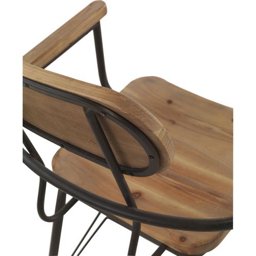 X4 Fauteuils Métal Et Bois Marron Style Vintage Assise Confortable