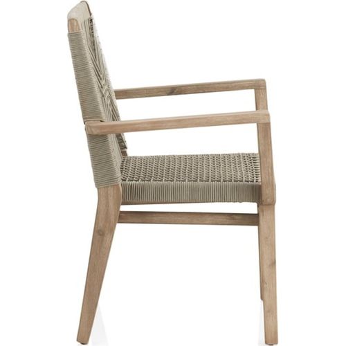 X4 Fauteuils En Bois D'acacia Et Corde Tressée Style Naturel