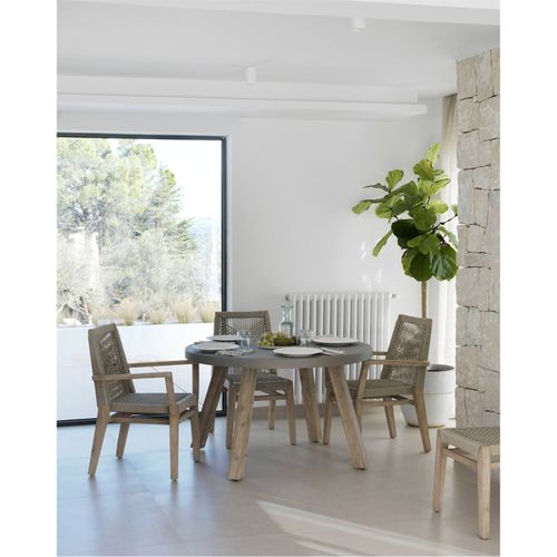 X4 Fauteuils En Bois D'acacia Et Corde Tressée Style Naturel