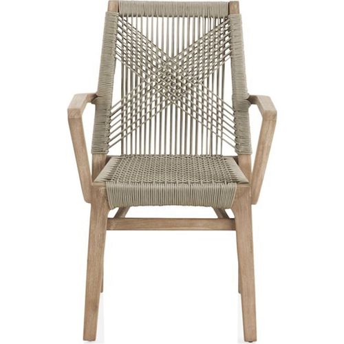 X4 Fauteuils En Bois D'acacia Et Corde Tressée Style Naturel