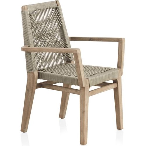 X4 Fauteuils En Bois D'acacia Et Corde Tressée Style Naturel