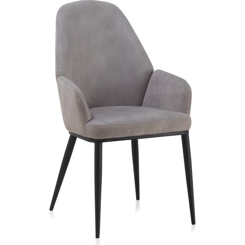 Fauteuil Design Gris Clair Assise Confortable Pieds Métal Noir