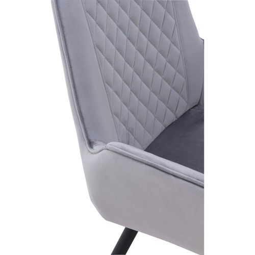 X2 Fauteuils Velours Gris Design Confort Pieds Métal Noir