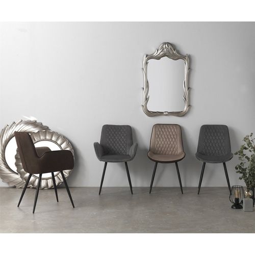 X2 Fauteuils Velours Gris Design Confort Pieds Métal Noir