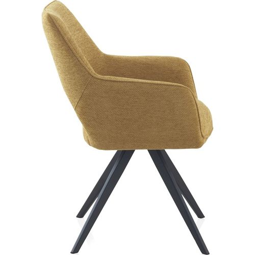 X4 Fauteuils Tapissé Pivotant Moutarde Pieds Métal Noir Design