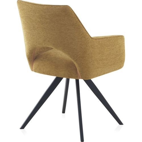 X4 Fauteuils Tapissé Pivotant Moutarde Pieds Métal Noir Design