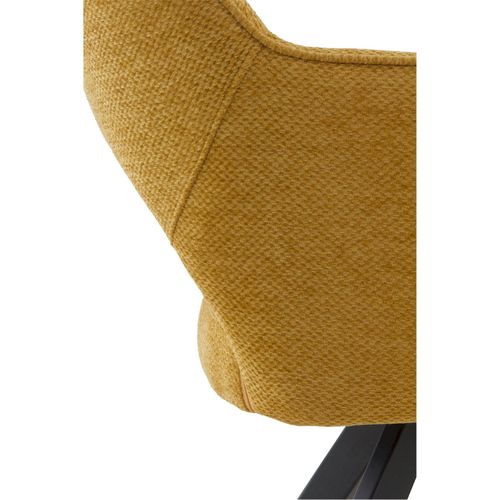 X4 Fauteuils Tapissé Pivotant Moutarde Pieds Métal Noir Design