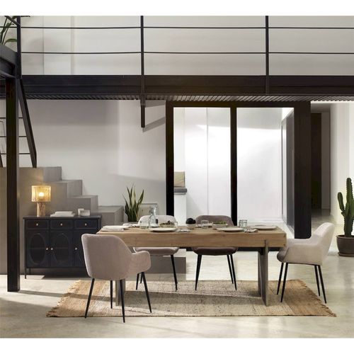 X4 Fauteuils Tapissé En Velours Blanc Pieds Métal Noir Design Élégant