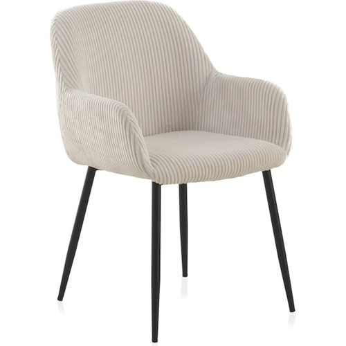 X4 Fauteuils Tapissé En Velours Blanc Pieds Métal Noir Design Élégant