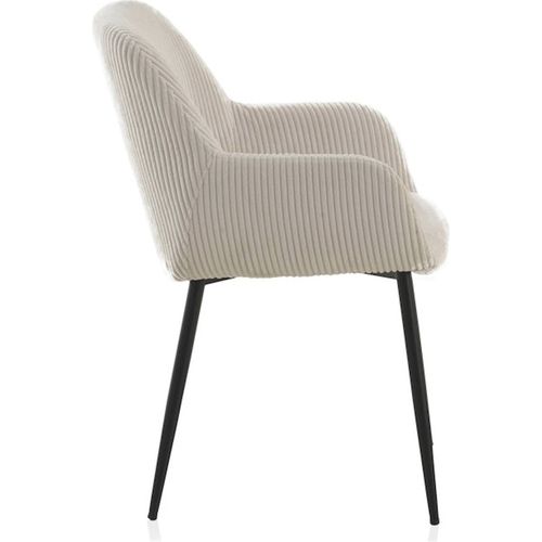 X4 Fauteuils Tapissé En Velours Blanc Pieds Métal Noir Design Élégant