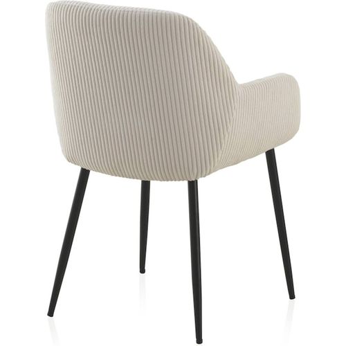 X4 Fauteuils Tapissé En Velours Blanc Pieds Métal Noir Design Élégant