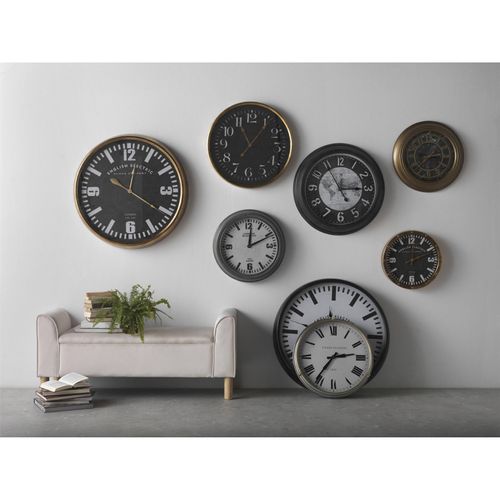 Horloge Murale En Métal Noir Style Vintage Avec Carte Du Monde