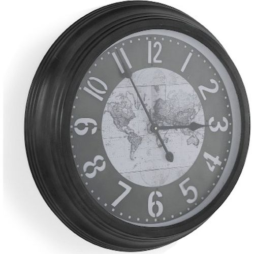 Horloge Murale En Métal Noir Style Vintage Avec Carte Du Monde